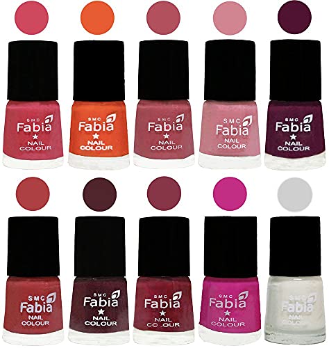 Image of ALL IN ONE (PACK OF 10), Long Lasting Glossy Nail Polish, 6 ml Each, All Vibrant Colours,02143