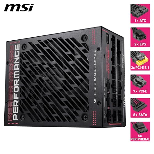 Image of MSI MPG Ai1600TS PCIE5, Fully Modular Gaming 1600W Power Supply, 80+ Titanium, Dual 12V-2x6 Cables, GPU Safeguard+, SiC MOSFETs, Fan Safeguard, ATX 3.1 & PCIe 5.1 Ready, 12 Year Warranty