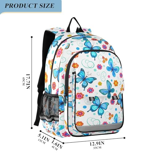 Butterfly Flowers Floral Kids Backpack Large Capacity Bookbag with Reflective Schoolbag for Girls and Boys 23033042