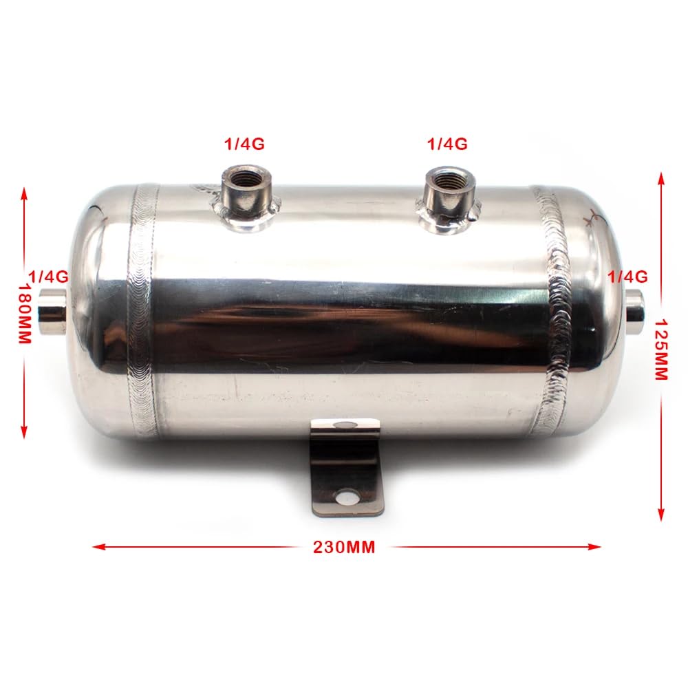 Tanque de Almacenamiento de Aire, Tanque de Aire de Acero Inoxidable 304, Tanque de Presión de Aire de Búfer de Vacío de 2 L, Entrada de Aire de 1/4 G(Set 2)