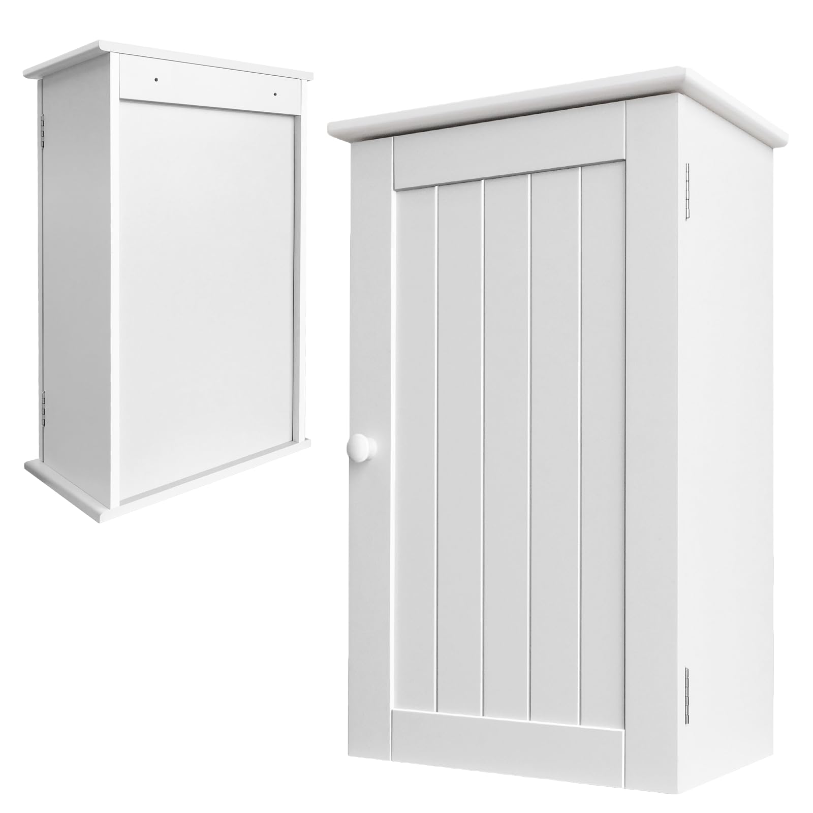VickyHome White Bathroom Wall Cabinet Storage Cabinets with Doors & Adjustable Shelves, MDF Modern Toilet Cupboard Storage Unit with Adjustable Compartment, Wall Hanging Over Toilet Storage Cabinet