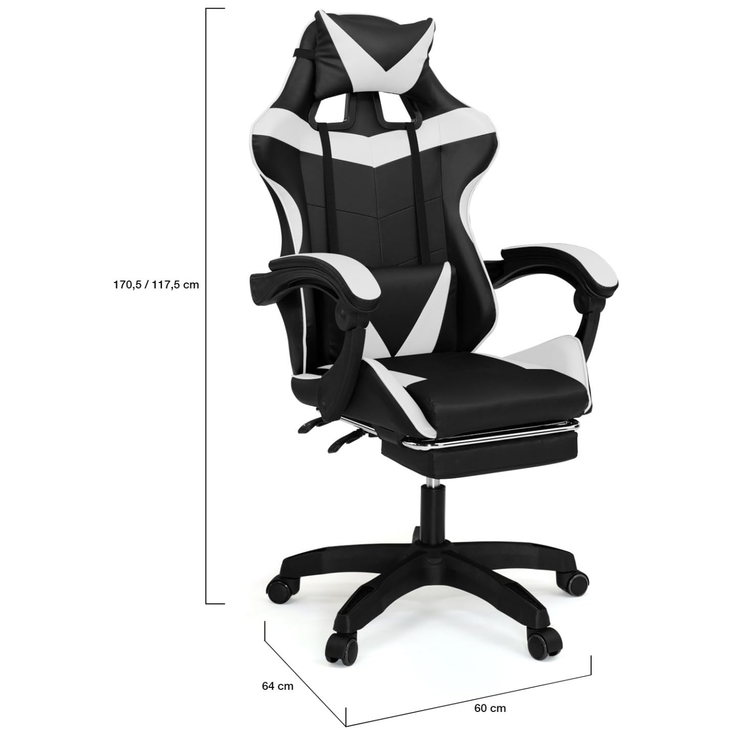 IDMarket - Sedia gaming, sedia ufficio nero e bianco ALEX