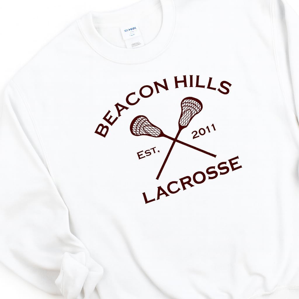 Studio 9Thirty3 Adult Stilinski Beacon Hills Lacrosse Sweatshirt – Two-Sided Crewneck Pullover, Retro Spirit Wear