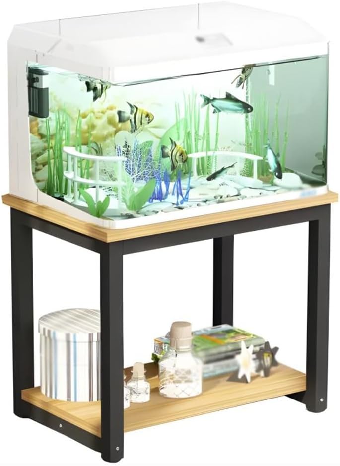 Metal Aquarium Stand, Fish Tank Cabinet, Iron Storage Rack, Double-Layer Detachable Design, Easy to Assemble,Suitable for Home Fish Tank, Landscape Fish Tank (Natural 50x40x70cm)