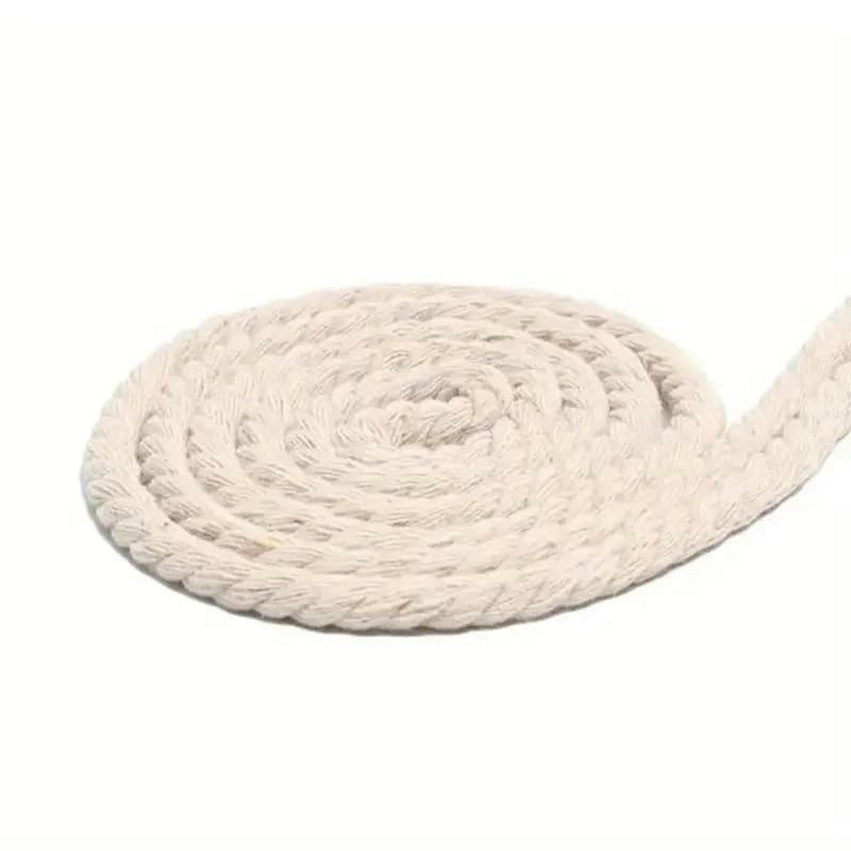 Corda macramè intrecciata corda da 8 mm in cotone intrecciato rivestito multicolore 10 metri for decorazione esterna da giardinaggio fai da te(Natural White)