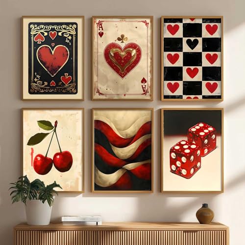 Image of kotart - Poker Theme Wall Paintings For Hanging Home Decor Frame | Poster With Frames living Room Bedroom Set of 6 (14X20 Inch, F)