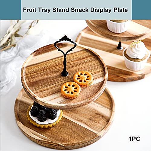 POHOVE 2 Tier Wooden Fruit Tray Stand,Two Tier Tray Wood Farmhouse,Wooden Cake Stand,Wood Tiered Tray Decor Holder,With Metal Handle for Christmas Birthday Wedding Decor(size:L) - Image 5