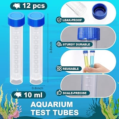 Konohan 12 Pcs Replacement Test Tubes for Aquarium Test Kits, 10ml Plastic Frozen Self Standing Test Tubes with Scale line for Aquarium Water Testing