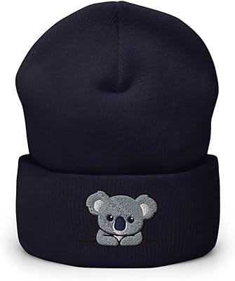 Koala Beanie Unisex Adult Embroidered Cuffed Navy