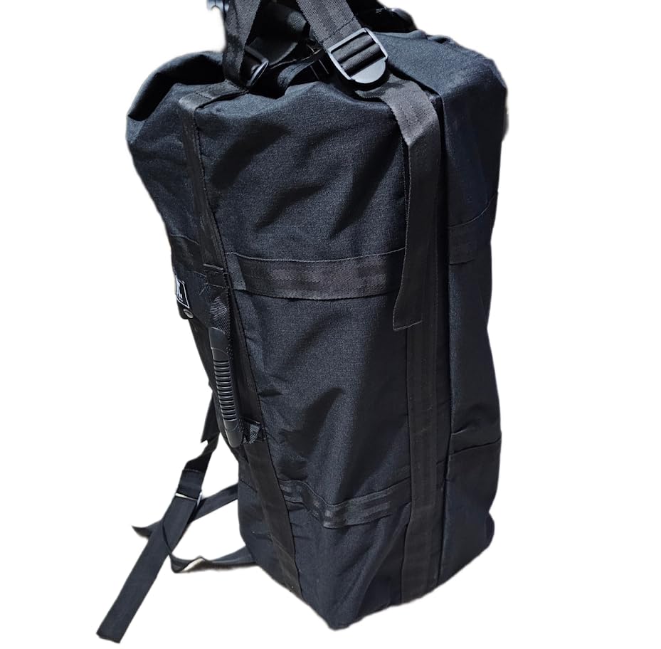 Reinforced Avio Bag, Duffel Bag with Reinforcement, Military Bag with Double Strap and Straps, Top Loading Bag, Tactical Canvas Bag, Duffel Bag with Reinforced, Black, sencillo, Duffel Suitcase with 23