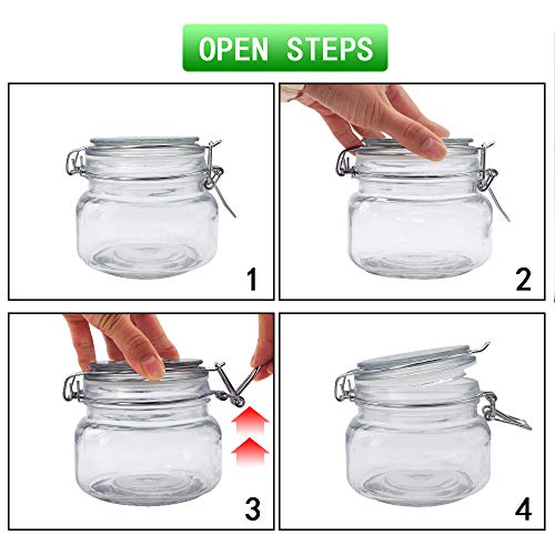 Yeboda 16Oz Food Storage Canister Glass Jars With Clamp Airtight Lids And Silicone Gaskets For Multi-Purpose Kitchen Containers - Clear Square (6 Pack) #TOP3