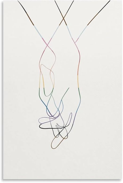 Miuxe Subtle Pride Wall Art, Holding Hands Line Art, Pride