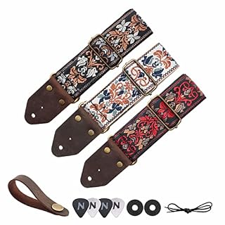 Nefelibata Sangle de guitare, sangles de guitare en coton brodé Jacquard avec extrémités en cuir Crazy Horse pour basse… - Les Beatles, Paul McCartney, John Lennon, RIngo Starr, George Harrison Nefelibata Sangle de guitare, sangles de guitare en coton brodé Jacquard avec extrémités en cuir Crazy Horse pour basse… – Image 5