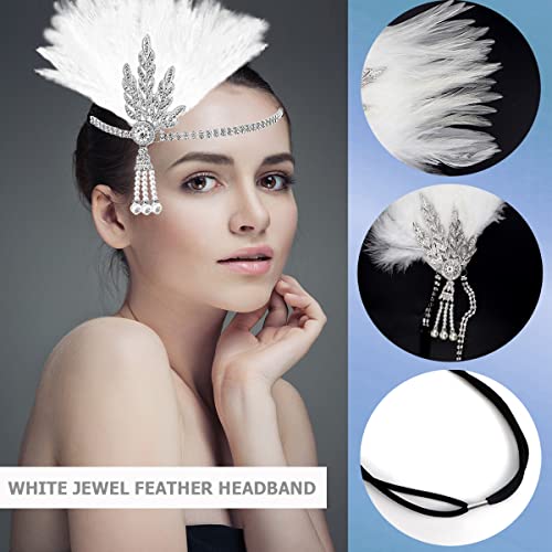 FERCAISH 1920s Flapper Headband, Roaring 20s Black Feather Crystal Bachelor Party Accessory - Image 3