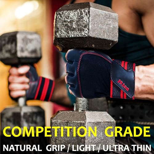 19.ten Leather Gym Gloves For Men And Women, Gloves For Professional Weightlifting, Fitness Training And Workout (M (Fits 7.5-8 Inches), Blue-Black) 3 51RRPsT23zL