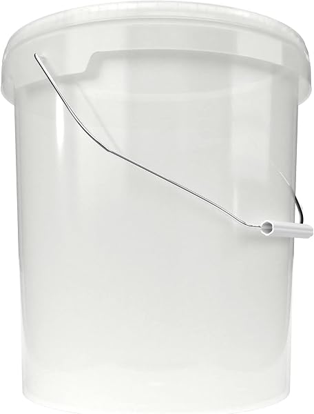 FixedByU 5 x 16 Litre Empty Buckets with Lid, Food Grade Airtight and Stable with Handle and Lid for Food, Chemistry and Wall, White - 5