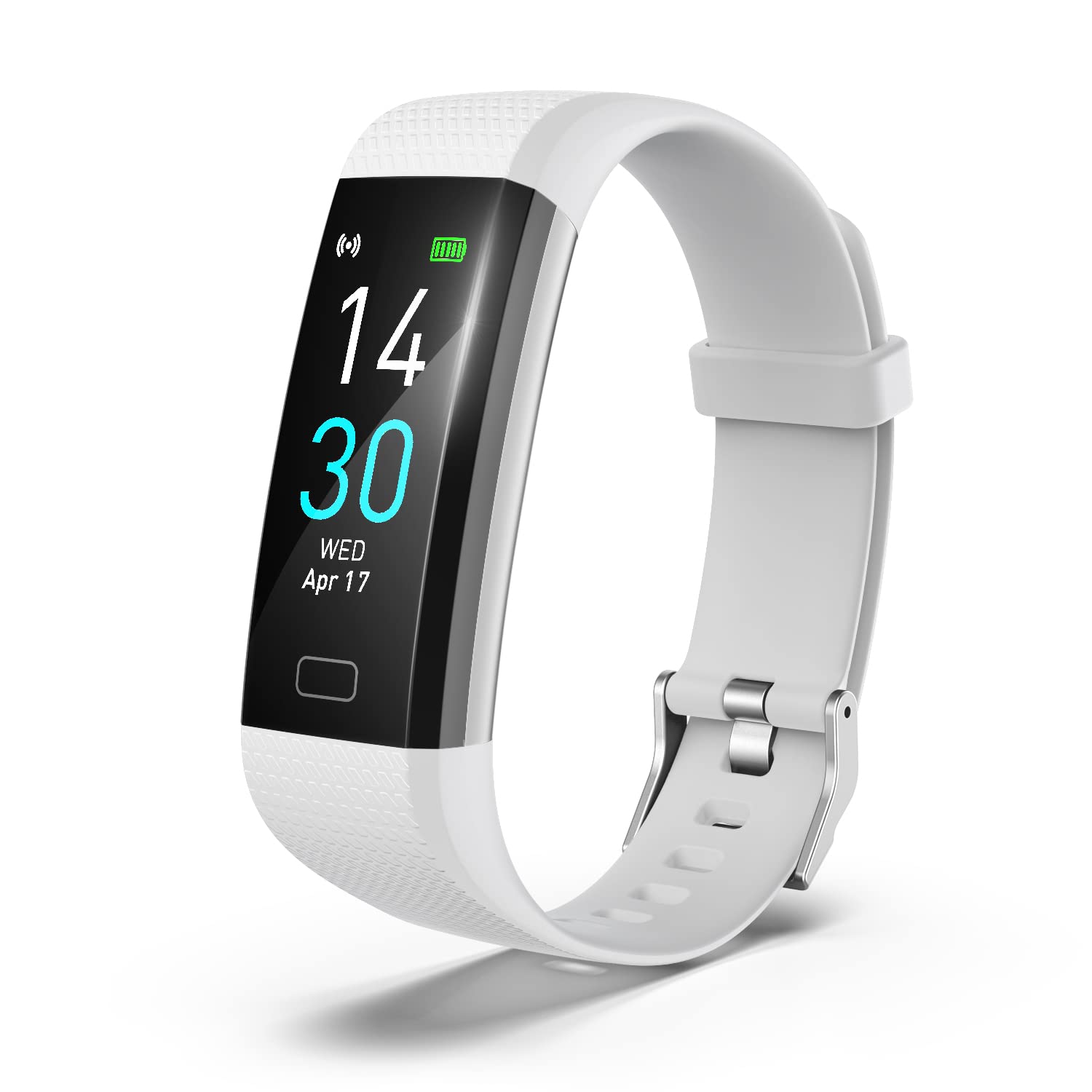 Atan Fitness Tracker with Heart Rate & Blood Oxygen Monitor – Smart Watch for Android & iOS, IP68 Waterproof, Sleep & Stress Tracking, Multi-Sport Mode, Step Counter, 7-Day Battery Life (White)