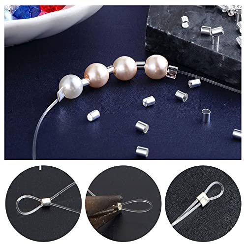 Beebeecraft 1 Box 50Pcs Crimp Tube Beads 925 Sterling Silver Column Spacers 2mm Cord End Caps Loose Stopper Beads for DIY Earring Necklace Jewellery Making - Image 4