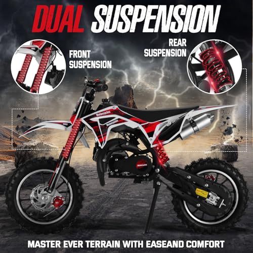 Image of 2026 New 50cc Dirt Bike for Kids 2-Stroke, Toddler Gas Powered Mini Bike with Front Rear Disc Brakes, Speeds up to 40KM /H, Gas Motorcycle for Children, Ideal Gifts for Boys Girls, Blue (Black)