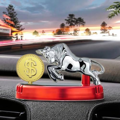 Image of YOURKARTS.COM Bull Coin Solar Dashboard Perfume - Premium Rotating Dollar Ornament Car Fragrance Diffuser for Dashboard Style car accessories 2025