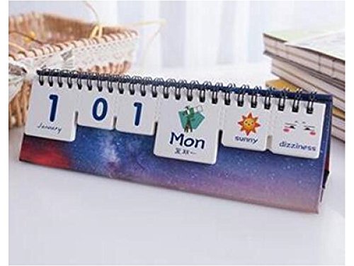 Papeterie scolaire Mignon motif étoilé calendrier multifonctionnel de bande dessinée bureau calendrier Flip Stand Table Office Planner Outil de papeterie