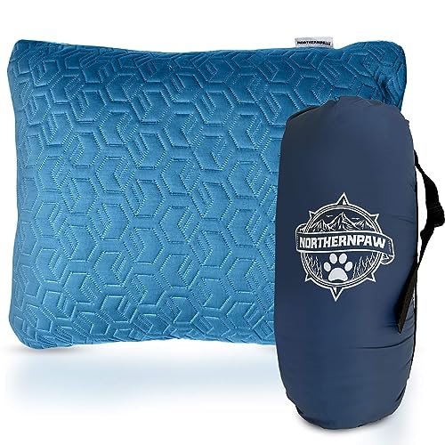 Camping-Pillow-Soft-Breathable-Backpacking-Pillow-for-Camping-wGel-Memory-Foam-Cotton-Water-Resistant-Blue-Camp-Pillows-for-Sleeping-17-x-14-x-45-Travel-Size-Camp-Pillow