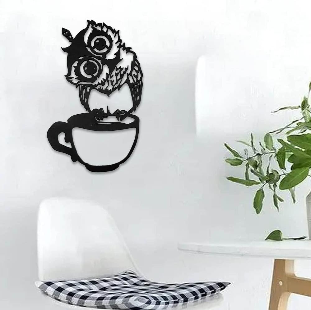 JILIP Metal Owl Wall Art Sculpture, 3D Hanging Wall Silhouette Sign, Black Home Wall Art Decor, Outdoor Indoor Garden Wall Sculpture (Size : 23.6IN/60cm)