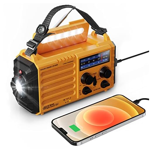 Mesqool Wind Up Radio, Hand Crank Solar Radio with Torch/Flashlight and Reading Lamp, 5000 mAh Portable AM/FM Radio with USB Phone Charger, Rechargeable Emergency Radio with SOS Alarm and Compass