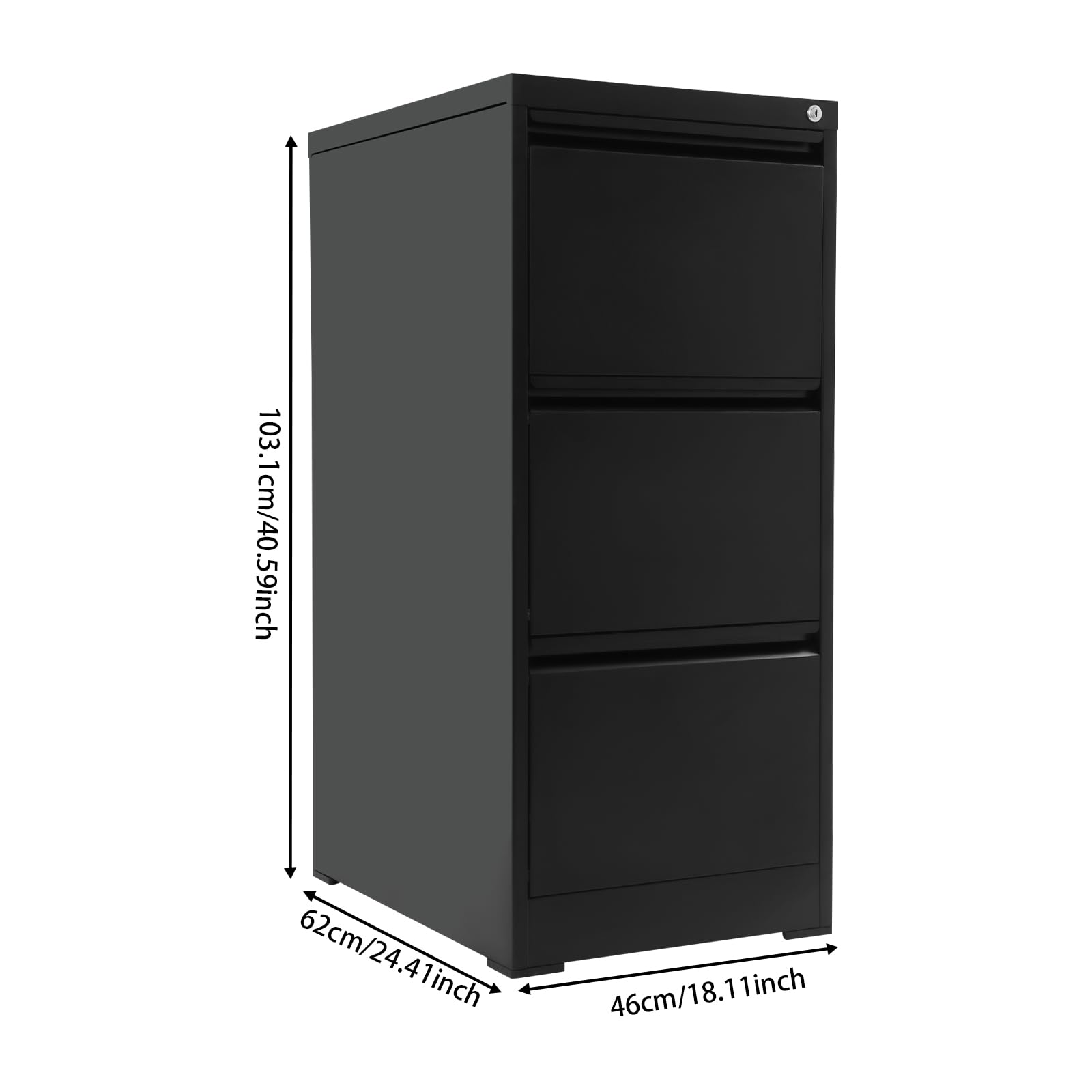 Armadietto portadocumenti con serratura, in metallo, per documenti formato A4 e formato legale, organizer in acciaio resistente con serratura, elegante design nero, per uso domestico e ufficio