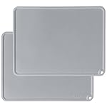KVK Silicone Placemat for Toddles Kids Non-Slip Reusable Portable Baby Placemats for Restaurant Stain-Proof Children Food Mats Eating Table Mat 2 Pack (Silver Gray)