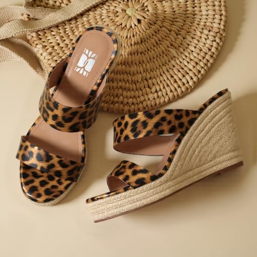 Image of VARECOLA Women Slip On Espadrille Platform Wedge Sandals Slide Open Toe Clear High Heel Sandals