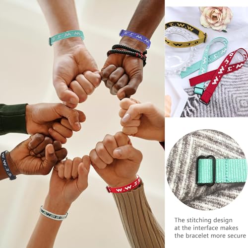 9-27Pcs W.W.J.D. Webbing Bracelets What Wound Jesus Do Bracelets Inspirational Christian Bracelets for Women Men Adjustable Religious Woven WWJD Wristbands for Fundraisers2