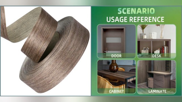 Image of Walnut Edge Banding, 7 /8 inch x 50ft roll of Veneer Edge Banding, Pre-glued Flexible Real Wood Tape Banding for Cabinet Repair Furniture Restoration
