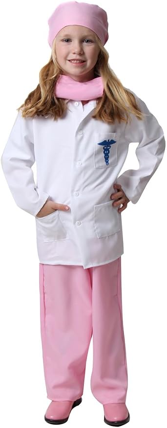 Girls Pink Doctor Costume - Kids Scrubs & Coat