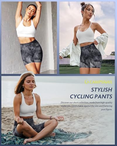 CAMPSNAIL Biker Shorts Women with Pockets - 3"/5"/8" High Waisted Workout Spandex Tummy Control Gym Running Yoga Shorts
