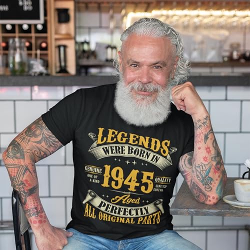 80th Birthday Shirt for Men, Legends were Born in 1945, Vintage T Shirt 80 Years Old Grandpa Shirt3