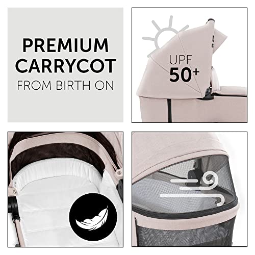 Image of Hauck Vision X 2 in 1 Baby Stroller Pram with Carrycot, Melange Beige