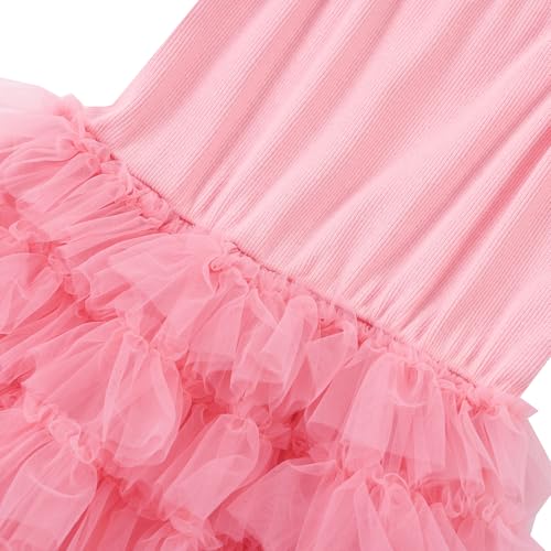Image of GSVIBK Baby Girls Tutu Dress Sleeveless Toddler Cotton Tulle Skirt Princess Party Prom Dresses
