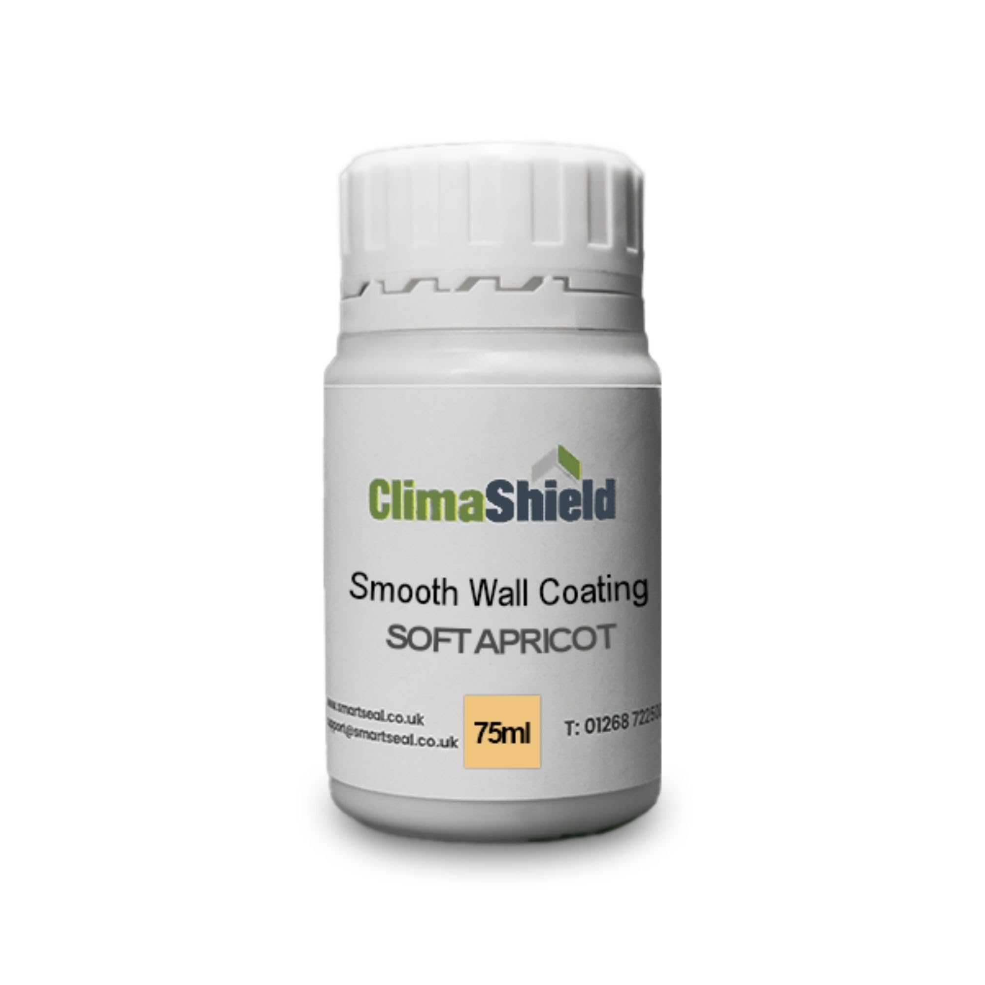 ClimaShield Wall Coating Smooth - Soft Apricot, 75ml Sample - Apricot Masonry Paint & Durable Acrylic Paint for Walls to Waterproof & Protect Brick, Render, Cement & Concrete. Lasts up to 15 years