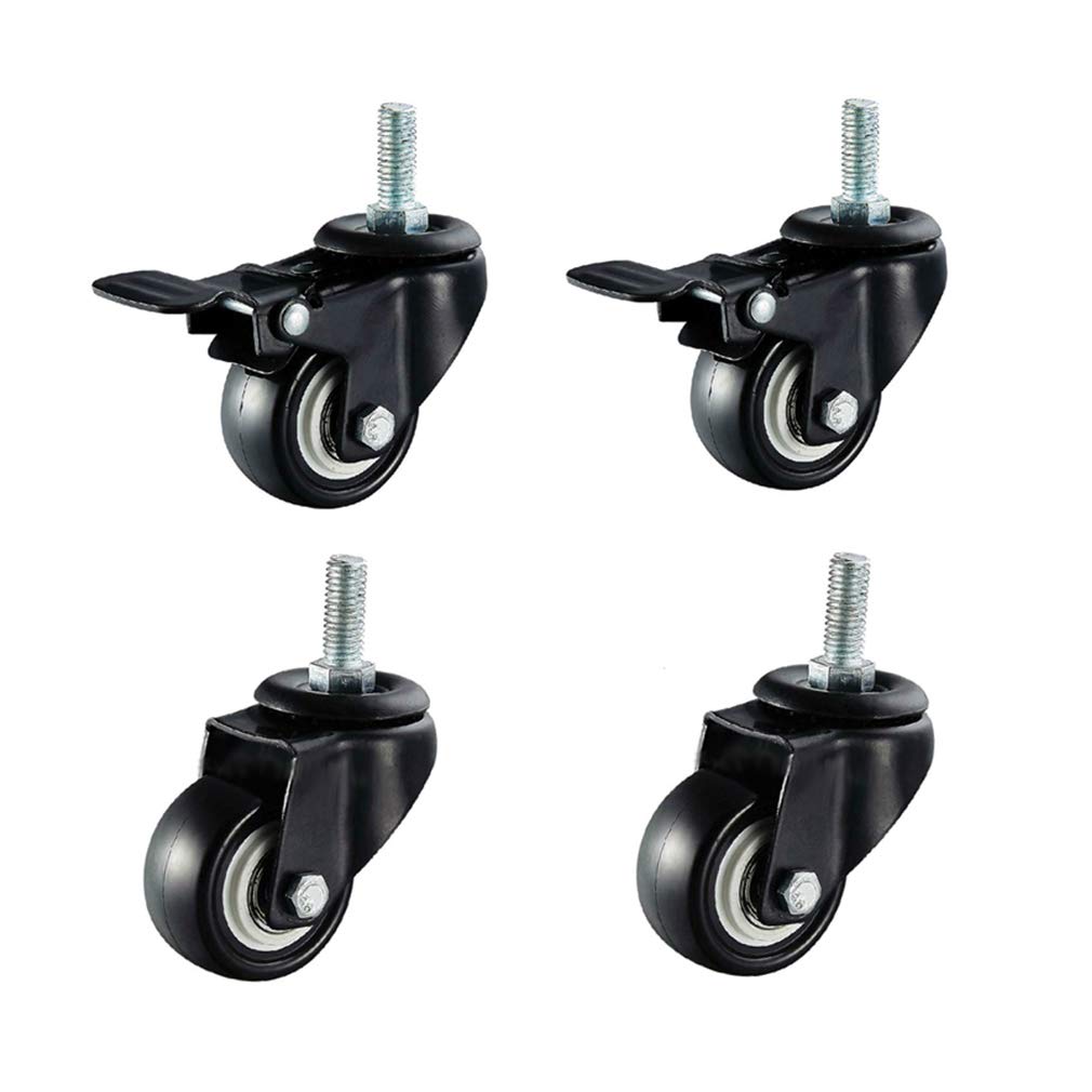 Roulettes pivotantes polyuréthane pour chaise de bureau et chariot de restaurant filetées M8