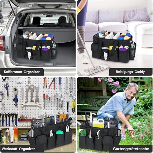 Bolsa de accesorios de limpieza | Organizador multifuncional para utensilios de limpieza - Organizador portátil con asa y correa para el hombro para mujer y hombre, apartamento de estudiantes, cocina - imagen 4