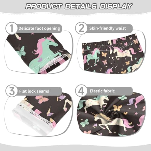 Unicorns Butterfly Girls' Leggings Toddler Doodles Kids Yoga Pants Dance Active Tights 4T3