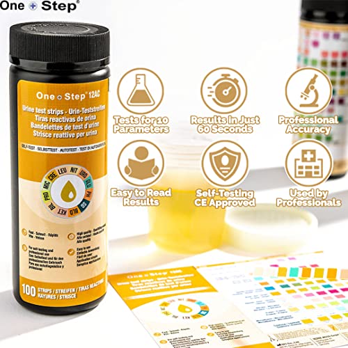 12 Parameter Urine Test Strips Creatinine, Microalbuim, UTI Infection, Ketone, Blood, Glucose Testing Sticks (100 Tests 1 Tub) - 3