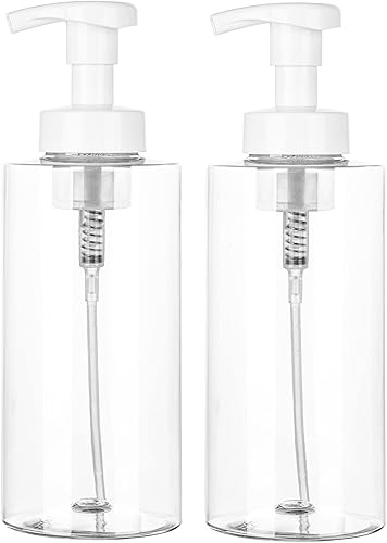 UUJOLY Dispensador de jabón espumoso, botella de plástico recargable de 17 onzas para jabón líquido, champú, gel de baño, 2 unidades, transparente disponible en Yaxa Colombia