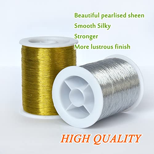 Qczkb 12 Spools Sewing Thread Metallic Embroidery Machine Thread (12 Shades Of Light Gold) 600M(660Y) With Clear Plastic Storage Box For Embroidery And Decorative Sewing #TOP3