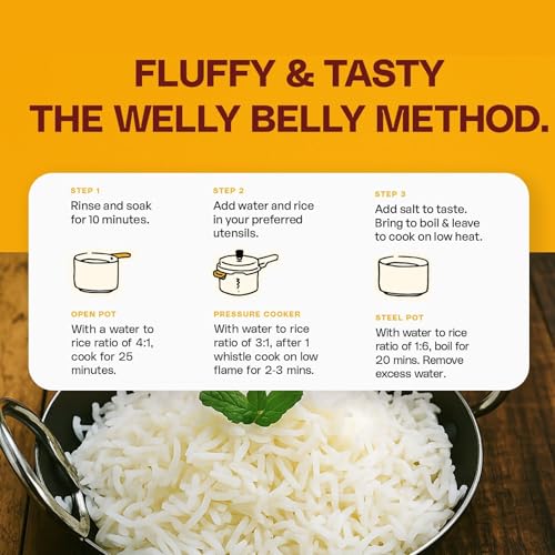 Image of Welly Belly Low GI White Rice 5kg | 50% Lower Glycemic Index | Source of Protein & Fiber | Ideal Choice for Weight Management | Naturally Sourced | PCOS & Diabetic Friendly Chawal | Pack of 1