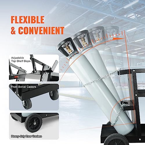 Image of VEVOR 2-Tier 4 Drawers Welding Cart, Welder Cart with 265LBS Static Weight Capacity, 360 Swivel Wheels, Tank Storage Safety Chains, Heavy Duty Rolling for Mig Welder and Plasma Cutter