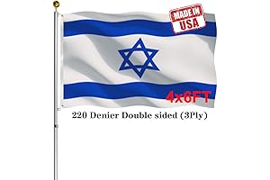 Jayus Israel Flag 4x6 Outdoor, American-Made, Double-Sided Heavy Duty Israeli National Flag Banner