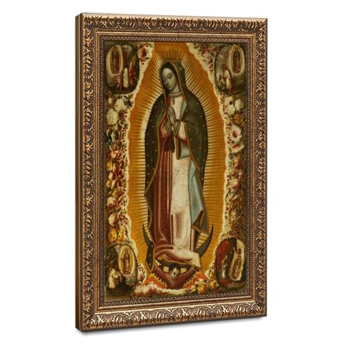 Toile Notre Dame de Guadalupe grand format avec cadre en bois prêt à poser
