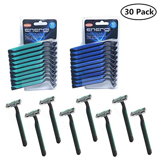 30 Counts Twin Blade Disposable Razors for Men, 10 Count Packages (Pack of 3)